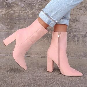 Lulus Pink Suede Boots size 9